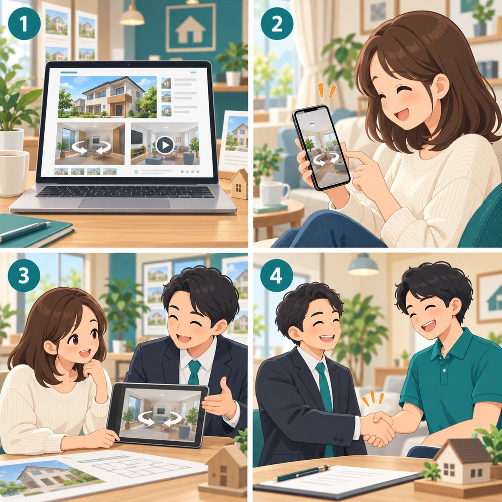 360内見構築プラン 実装後イメージ4コマ